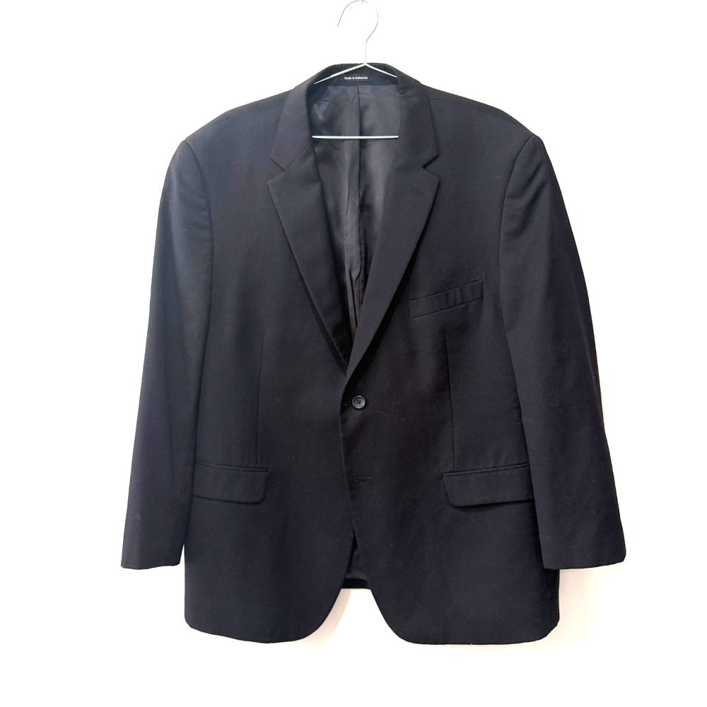 Pronto Uomo 48R Men's Platinum Blazer Black 100% Wool 2 Button Sport Coat